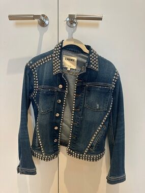 L'AGENCE Dark Blue Studded Denim Jacket